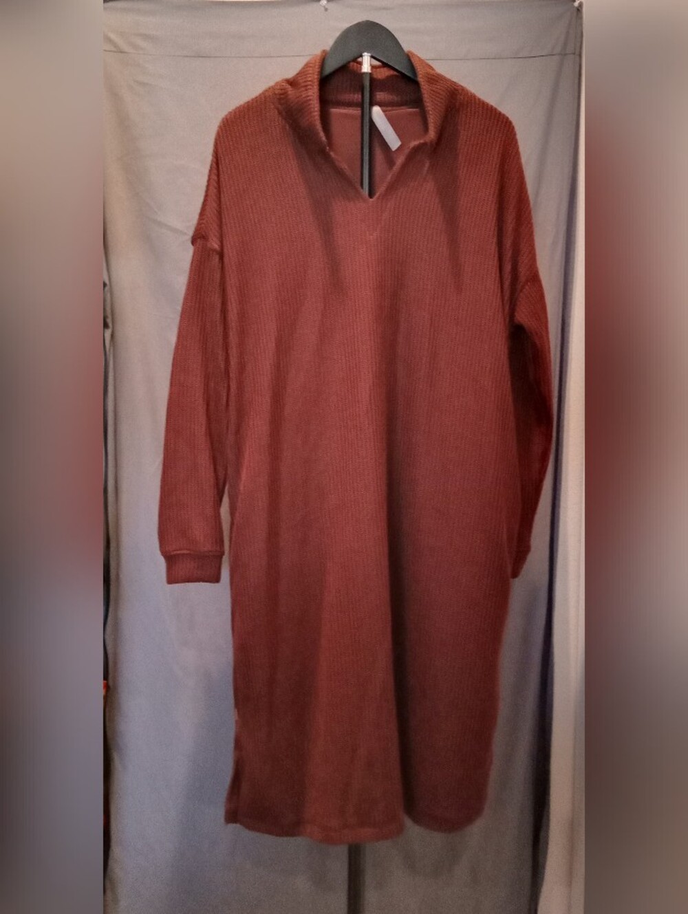 Mondetta Long Sleeve Dark Brown Sweater Dress With Pockets Women's Size XL